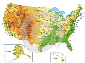 United States of America-physical map photo