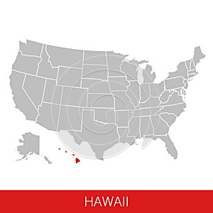 United States of America with the State of Hawaii selected. Map of the USA