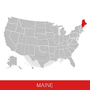 United States of America with the State of Maine selected. Map of the USA