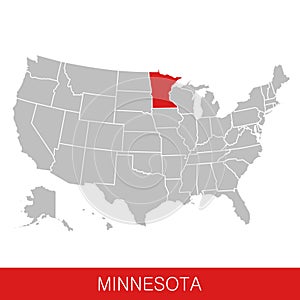 United States of America with the State of Minnesota selected. Map of the USA