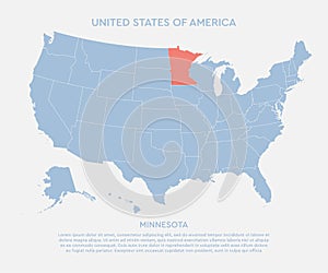 United states of America state Minnesota USA map