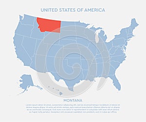 United states of America state Montana USA map