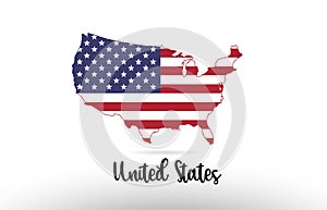 United States America USA country flag inside map contour design icon logo