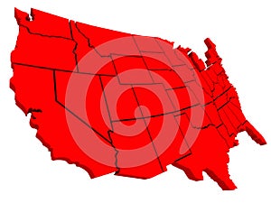 United States America USA 3d Red Map Background