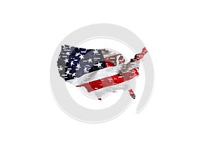 United States of America USA Flag with Fireworks Background For 4th of July. Celebrating Independence Day. Eps10 vector