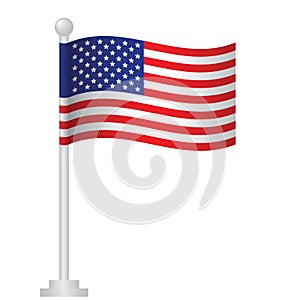 The United States of America USA  flag. National flag of USA on pole vector