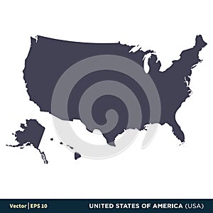 United States of America USA - North America Countries Map Icon Vector Logo Template Illustration Design. Vector EPS 10.