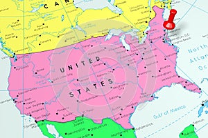 United States of America/ USA, Washington D.C - capital city, pinned on political map