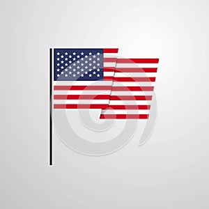 United States of America waving Flag design vector background