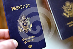 The United States of American passport, passports are issued to the American citizens and nationals, Travel, tourism concept,