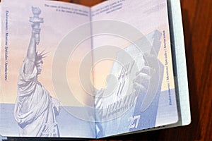 The United States of American passport, passports are issued to the American citizens and nationals, Travel, tourism concept,