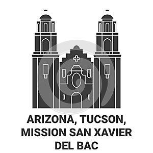 United States, Arizona, Tucson, Mission San Xavier Del Bac travel landmark vector illustration photo