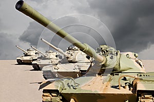 United States Army War Tanks in the Desert