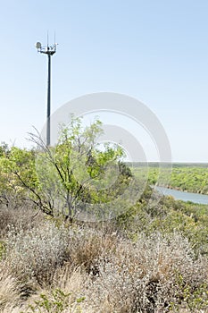 United States border patrol camera tower watching over the Rio G