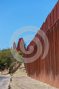 United States Border Wall From Nogales Sonora Mexico