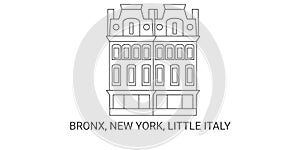 United States, Bronx, New York, Little Italy, travel landmark vector illustration