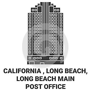 United States, California , Long Beach, Long Beach Main Post Office travel landmark vector illustration