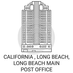 United States, California , Long Beach, Long Beach Main Post Office travel landmark vector illustration