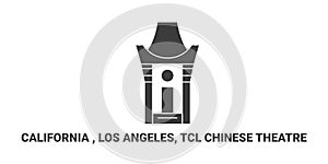 United States, California , Los Angeles, Tcl Chinese Theatre, travel landmark vector illustration