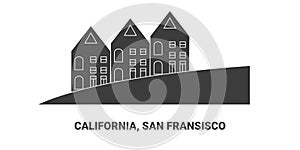 United States, California, San Fransisco travel landmark vector illustration