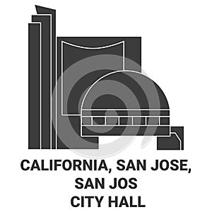 United States, California, San Jose, San Jos City Hall travel landmark vector illustration