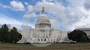 United States Capital Building, Congress Centered Shot Washington DC Wide Angle