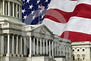 United States Capital with Flag