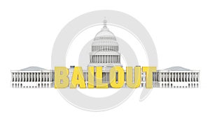 United States Capitol Building with `BAILOUT` Word Isolated