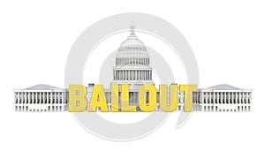 United States Capitol Building with `BAILOUT` Word Isolated photo