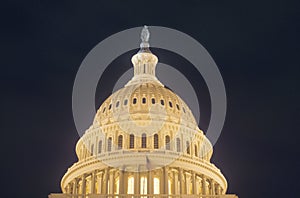 United States Capitol Building Dome at Night, Washington,D.C..