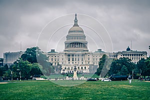 United states capitol building on a foggy day