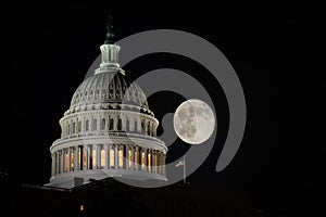 United States Capitol Building and full moon - Washington DC