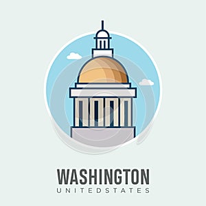 United States Capitol Building Icon Washington Design Vector Stock Illustration. United States Travel and Attraction , Landmarks