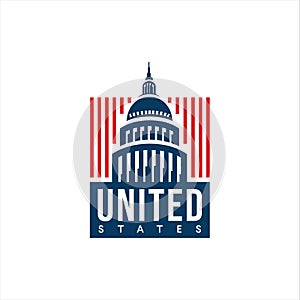 United States Capitol Building logo design Capitol Hill Washington DC vector flat design illustration