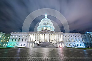 The United States Capitol building at night