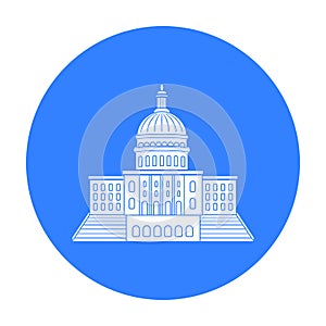 United States Capitol icon in black style isolated on white background. USA country symbol stock vector illustration.