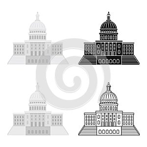 United States Capitol icon in cartoon style on white background. USA country symbol stock vector illustration.