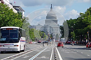 Washington DC, United States - September 27, 2017: The United States Capitol and Pennsylvania Avenue.