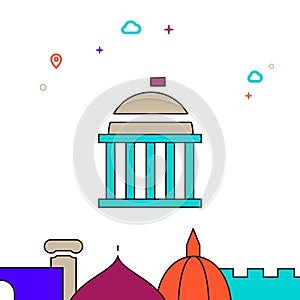 United States Capitol, Washington DC filled line icon, simple illustration