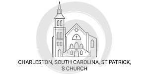 United States, Charleston, South Carolina, St Patrick, S Church travel landmark vector illustration