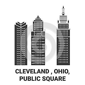 United States, Cleveland , Ohio, Public Square travel landmark vector illustration
