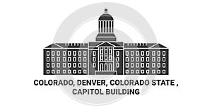 United States, Colorado, Denver, Colorado State , Capitol Building travel landmark vector illustration
