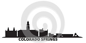 United States, Colorado Springs city skyline isolated vector illustration. United States, Colorado Springs travel black