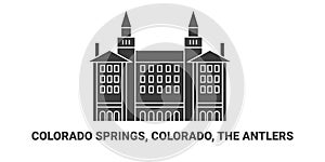 United States, Colorado Springs, Colorado, The Antlers, travel landmark vector illustration