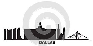 United States, Dallas city skyline isolated vector illustration. United States, Dallas travel black cityscape