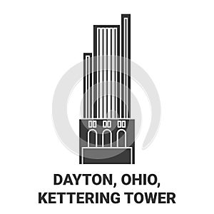 United States, Dayton, Ohio, Kettering Tower travel landmark vector illustration