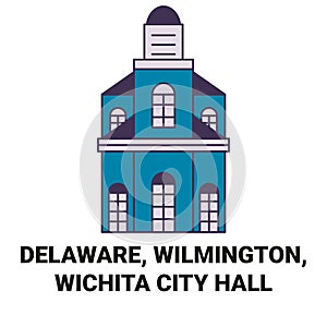 United States, Delaware, Wilmington, Wichita City Hall travel landmark vector illustration
