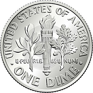 United States dime coin reverse