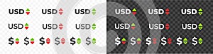 United States dollar, USD with up and down arrow currency exchange rate vector desgin. Foreign currencies and exchange rates value