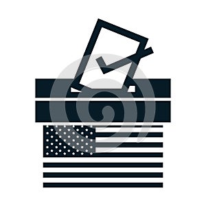 United States elections, american flag voting and ballot box, political election campaign silhouette icon design